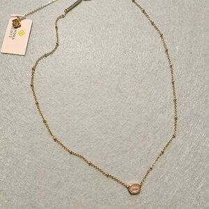 Kendra Scott Gold Necklace with Pink Oval Pendant